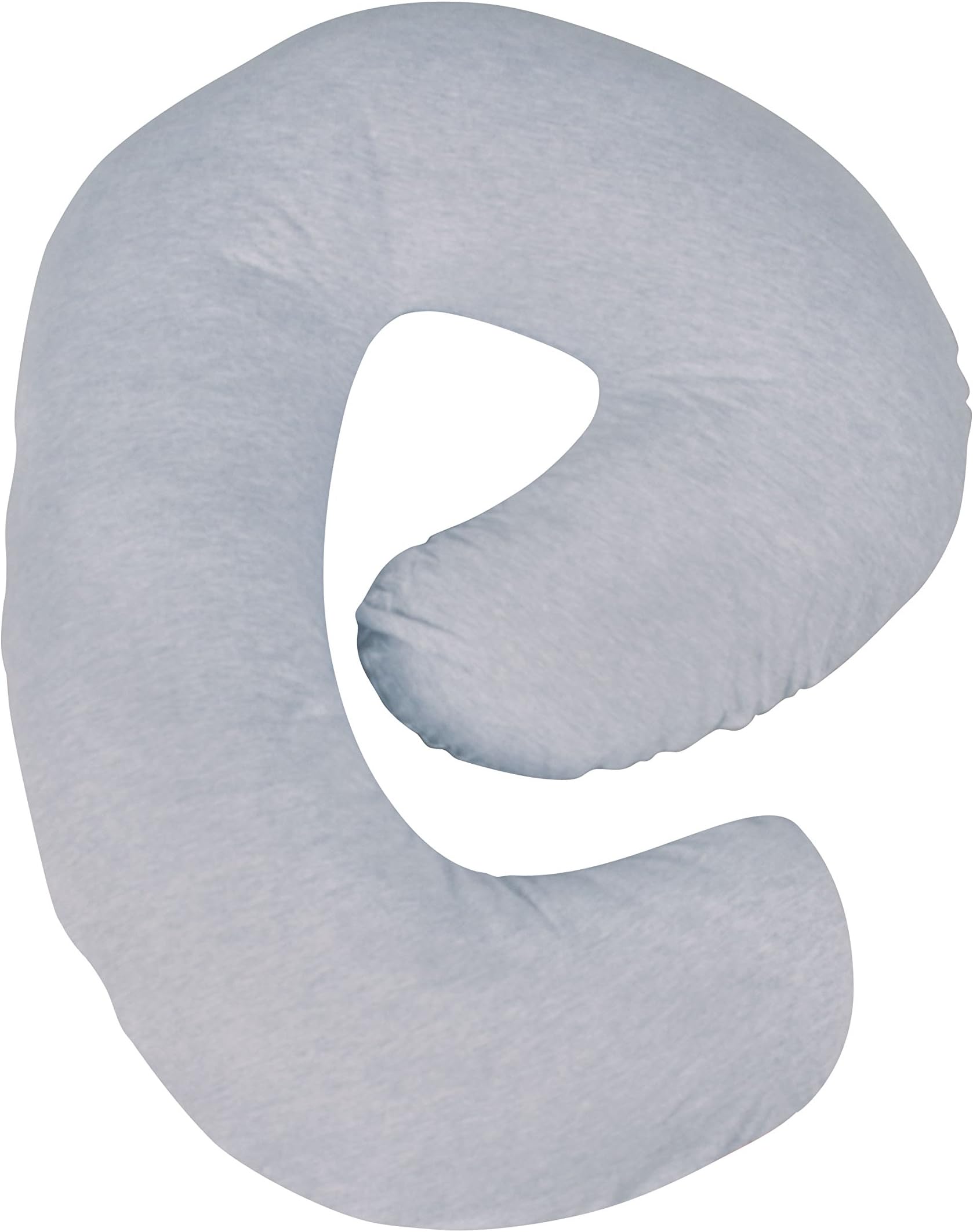 Leachco Snoogle Mini Chic Jersey - Compact Side Sleeper Pregnancy Pillow - Heather Gray