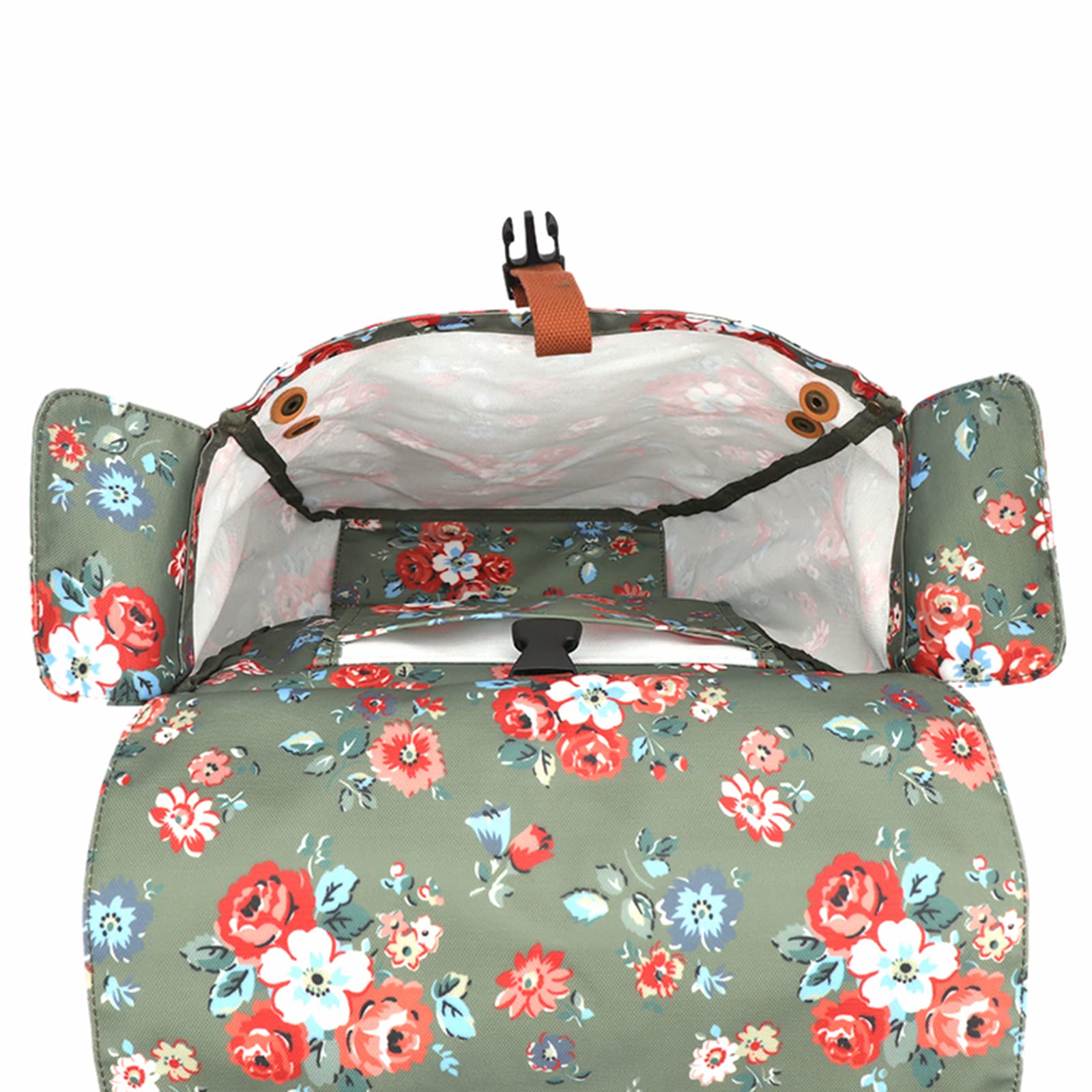 Sac de Rangement en Toile imperméable pour siège arrière de vélo Double Sac Enroulable (Motif Fleur) Green 33x12.5x30cm T-TB748CA-FL