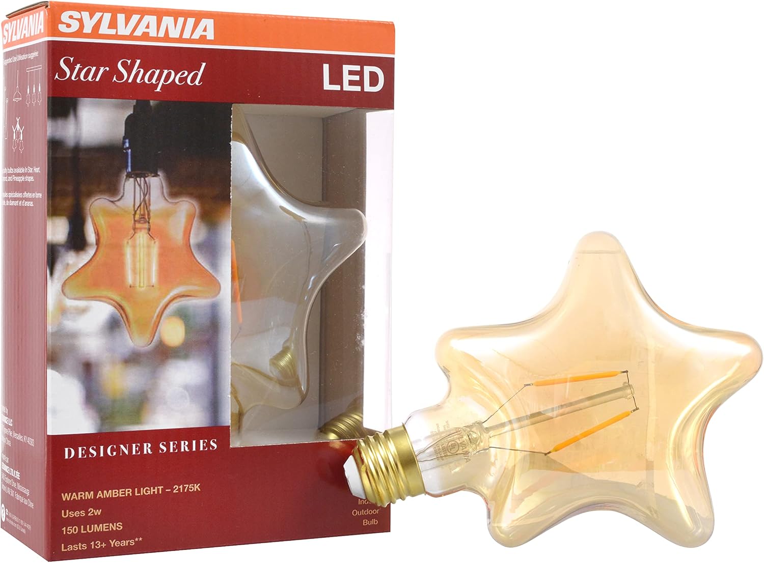 Sylvania LED Vintage Star Shaped Light Bulb, 2175K Amber Glow, 1 Pack, 2watts