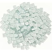 200g / 240 Pieces Square Colored Glass Mosaic Tiles, DIY Creative Glass Mosaic Tiles, Suitable for DIY Crafts, Plates, Flower pots, vases, Cups, and Other Mosaic ProjectsWhite