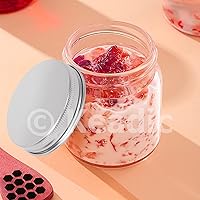 Vista 7 de Keadic Juego de 15 tarros de vidrio de 2.0 fl oz/2 onzas con tapas, mini tarros redondos herméticos para muestras de conservas con tapas plateadas
