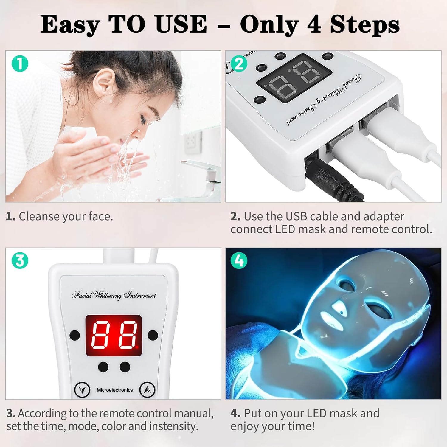 LED Face Msk (model FM-01), 7 Color LED Msk Light Therpy, Skin Care Msk for Face and Neck