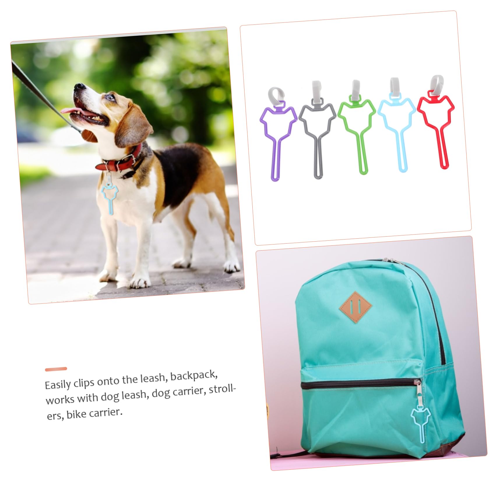 Porte-paquet à Déjections Canines à Pince pour Laisse, Lot de 5