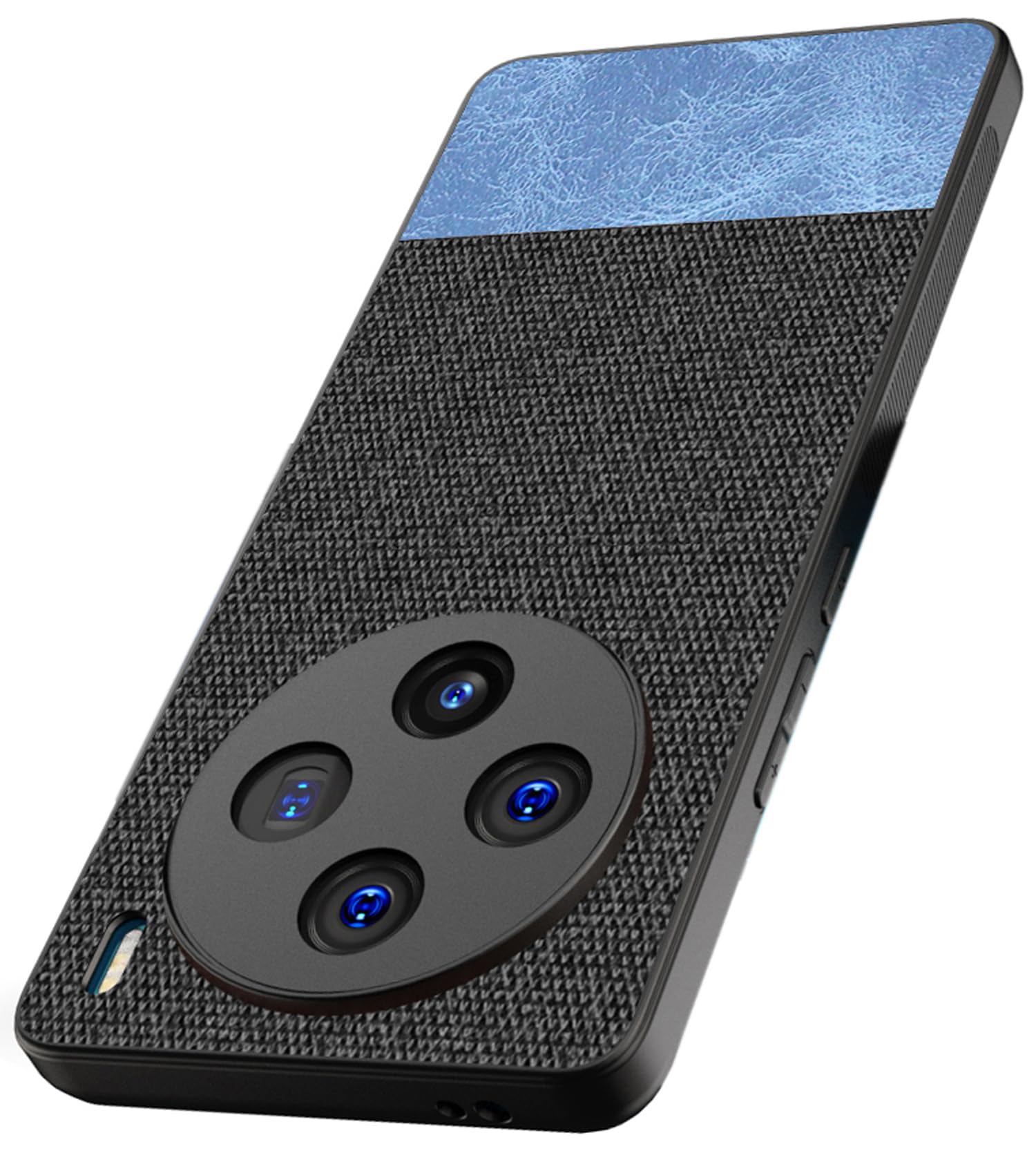Kapa Soft Fabric & Leather Hybrid Protective Back Cover for Vivo X100 | Shockproof Slim Hard Anti Slip Back Case (Black, Blue) (B0CV5BG13X) Amazon Price History, Amazon Price Tracker