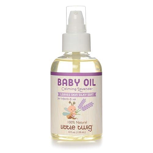 Little Twig Aceite de bebé totalmente natural para pieles sensibles, lavanda - 4 onzas líquidas