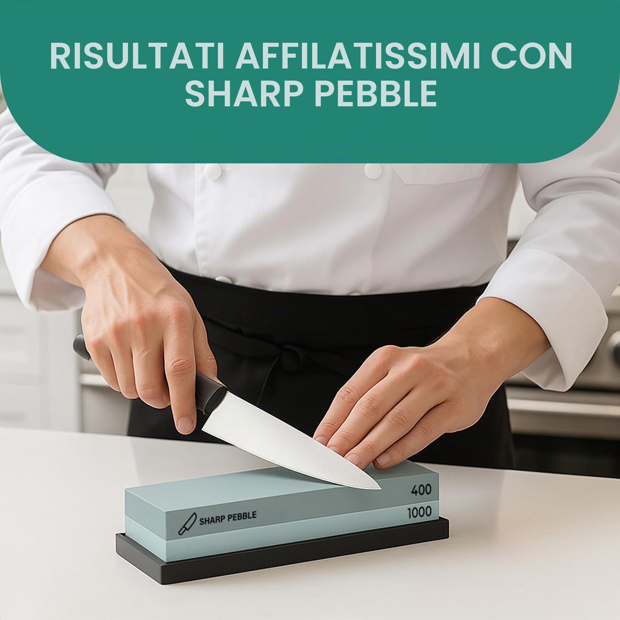 Sharp Pebble Pietra per affilare 2 Side Grit Whetstone 400/1000-Pietra per Affilare con Base in Gomma Antiscivolo, Pietra Appiattita & eBook