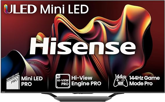 Hisense 75 Inch 144Hz Mini-LED Smart TV 75U7NQTUK - Quantum Dot Colour, Dolby Vision IQ & Atmos, iMax Enhanced, Built-in Subwoofer and Vidaa OS with Freely, Youtube, Netflix and Disney+ (2024 Model) [Energy Class D]