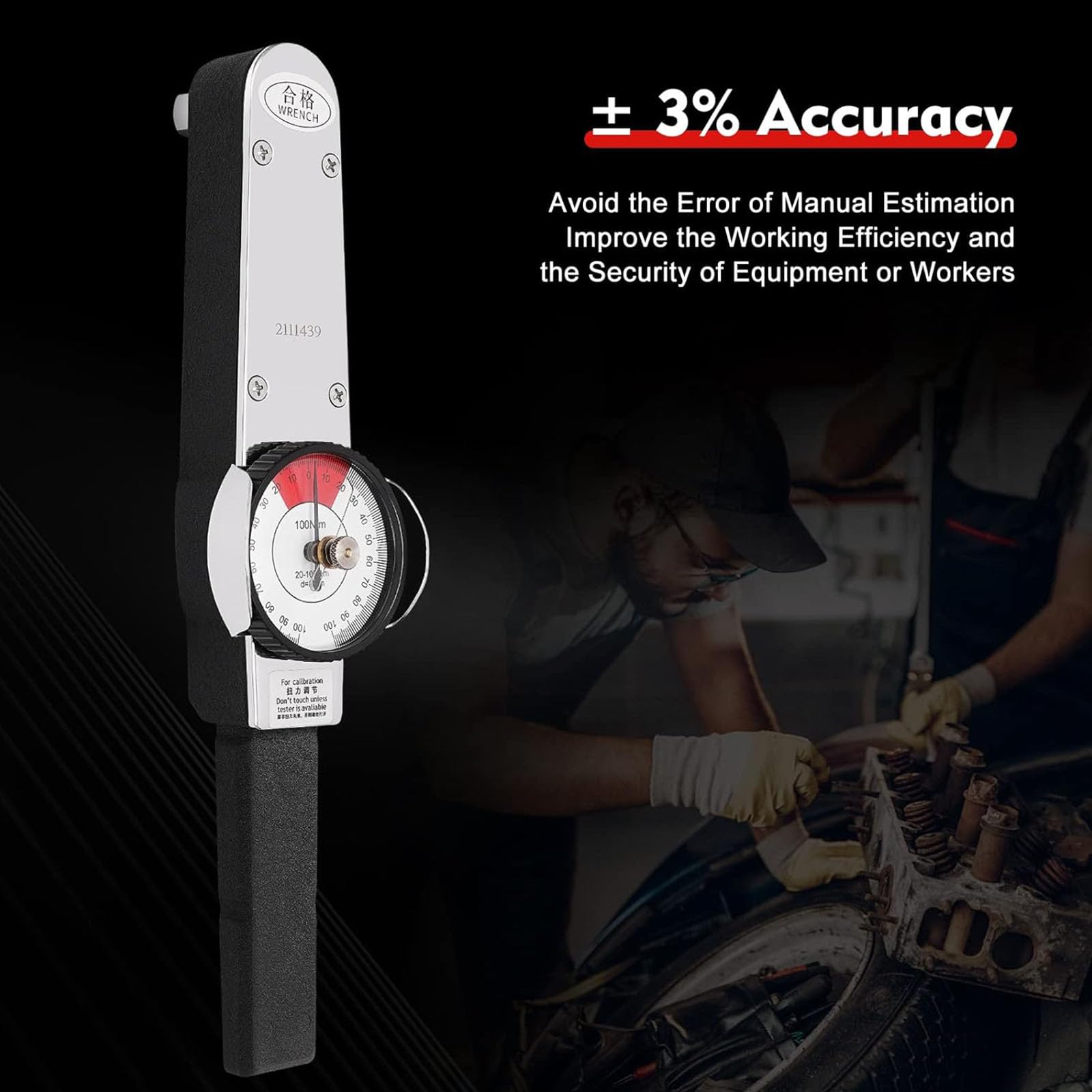 Drehmomentmesser mit Doppelzeiger, für Autoreparatur, mit ± 3 % präziser und Memory-Funktionalität, gewählter Drehmomentschlüssel