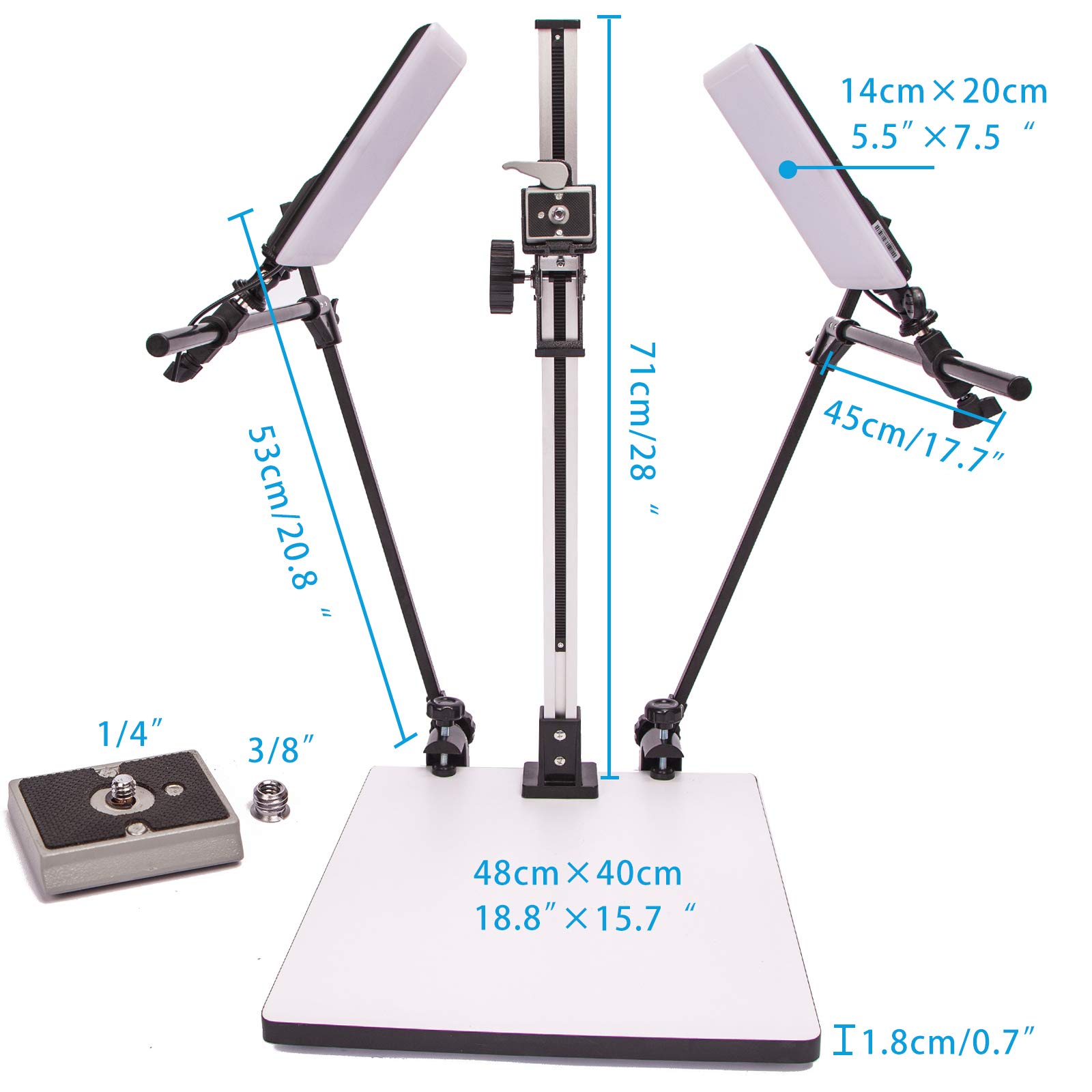 (Copy Light) Support de copie Pro avec deux lumières E27 A + Plaque de déverrouillage rapide pour DSLR Macro Shoot Photo Video