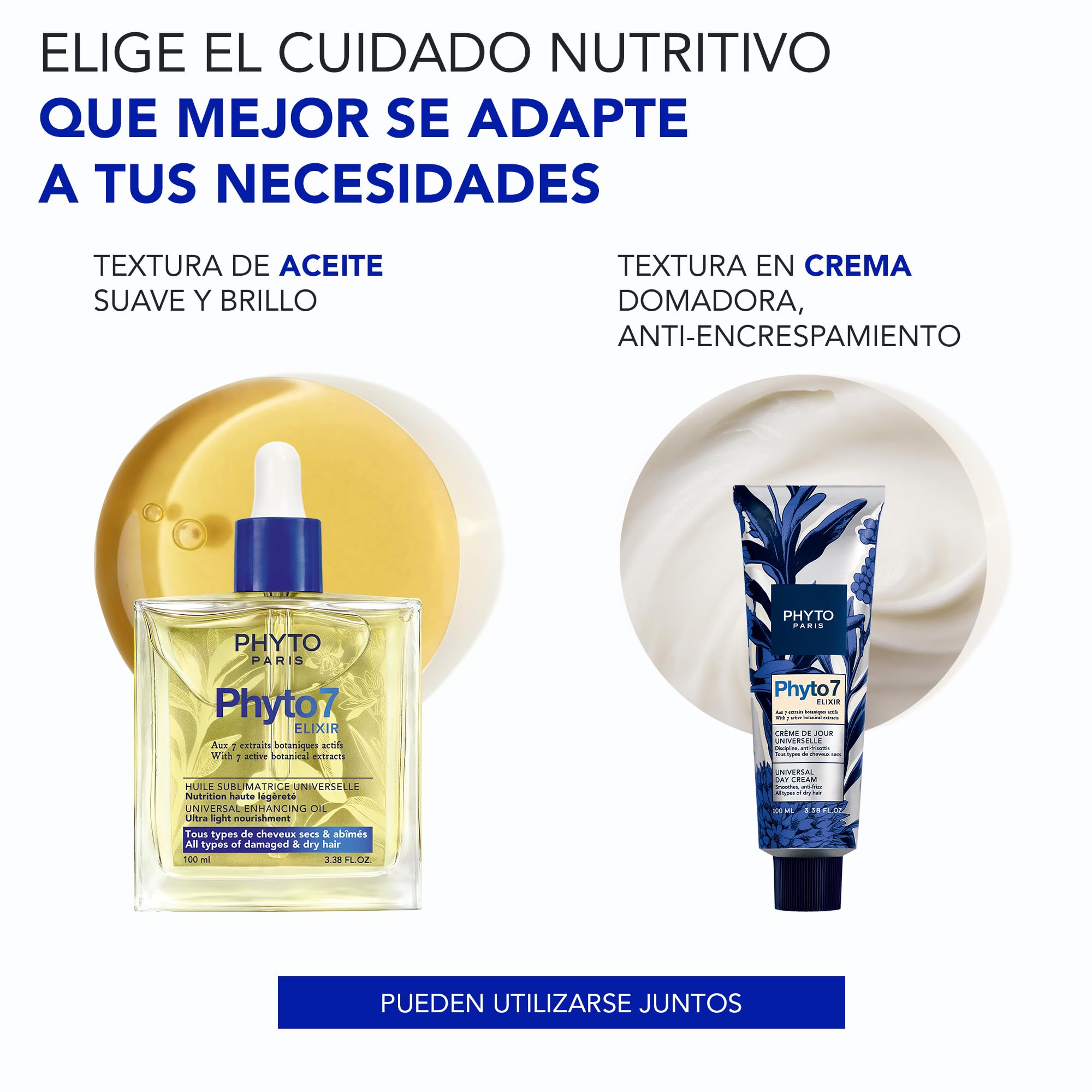Phyto Paris – Phyto 7 Elixir Crema de Día Universal 100ml – Tratamiento Nutritivo Diario para Cabello Seco – Protección Anti-encrespamiento 48 H – 7 Extractos Botánicos – Sin Aclarado