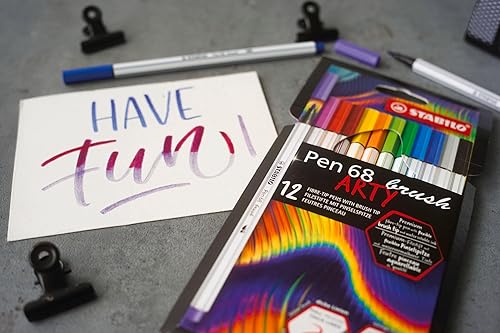 Miniatura 7 de STABILO Bolígrafo de punta de fibra premium con punta de pincel 68 pinceles ARTY - Paquete de 12 - Colores surtidos