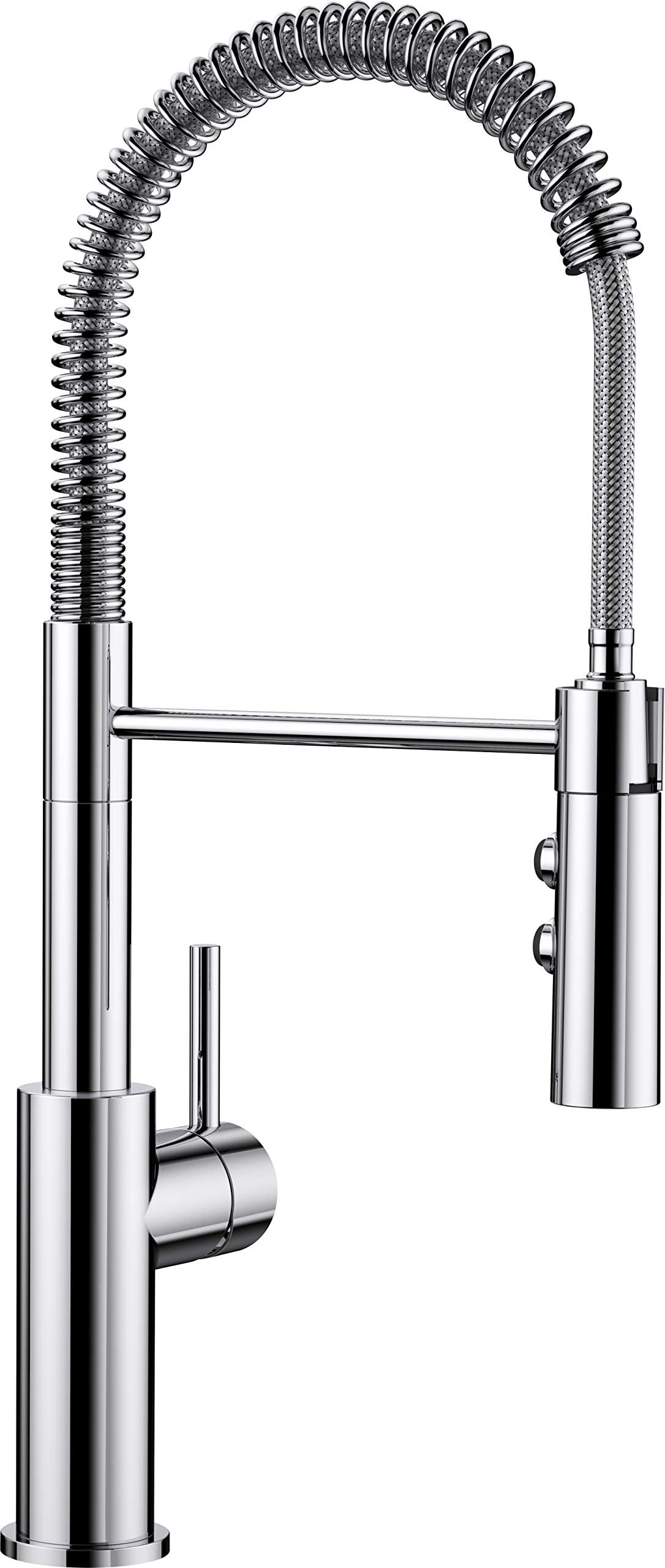 BLANCOCATRIS-S – Semi-professional Kitchen Tap with Flexible Spout and Stainless Steel Spiral – High-Pressure Model, Double-Jet Spout – Chrome – 521476