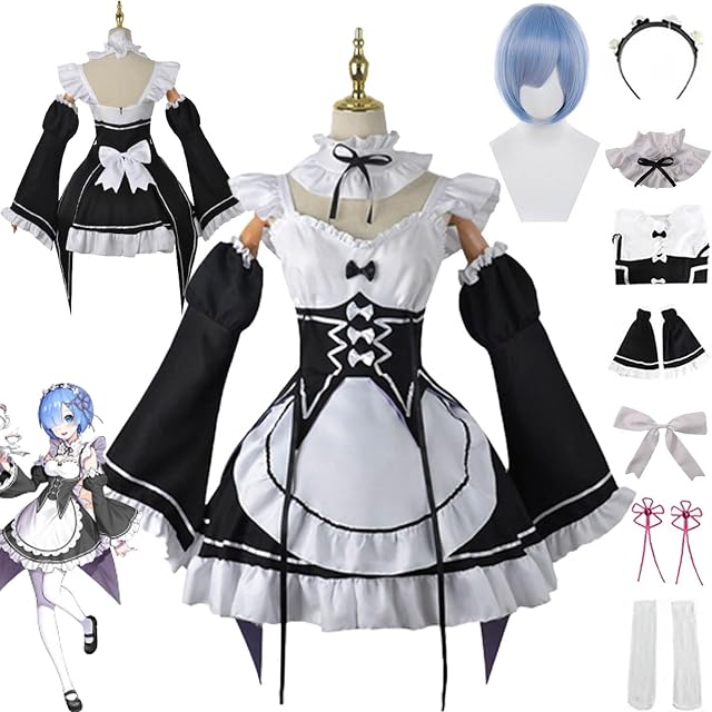 bbganlian Anime Rem Ram Disfraz de cosplay Re Life In A Different World From Zero Juego de Roles Uniforme Set…