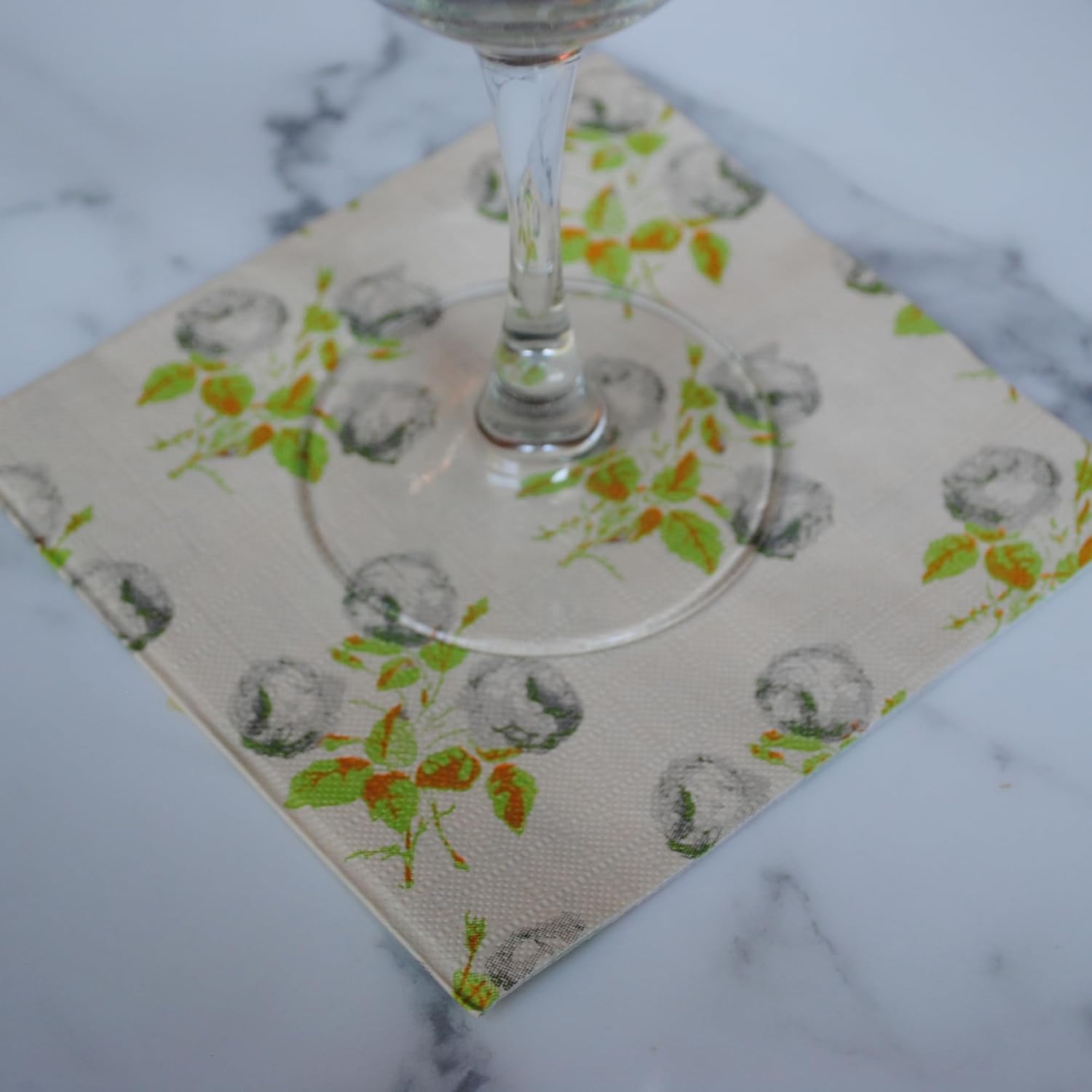 Spring Floral Cocktail Paper Napkins Vintage Bowood Roses, 50ct