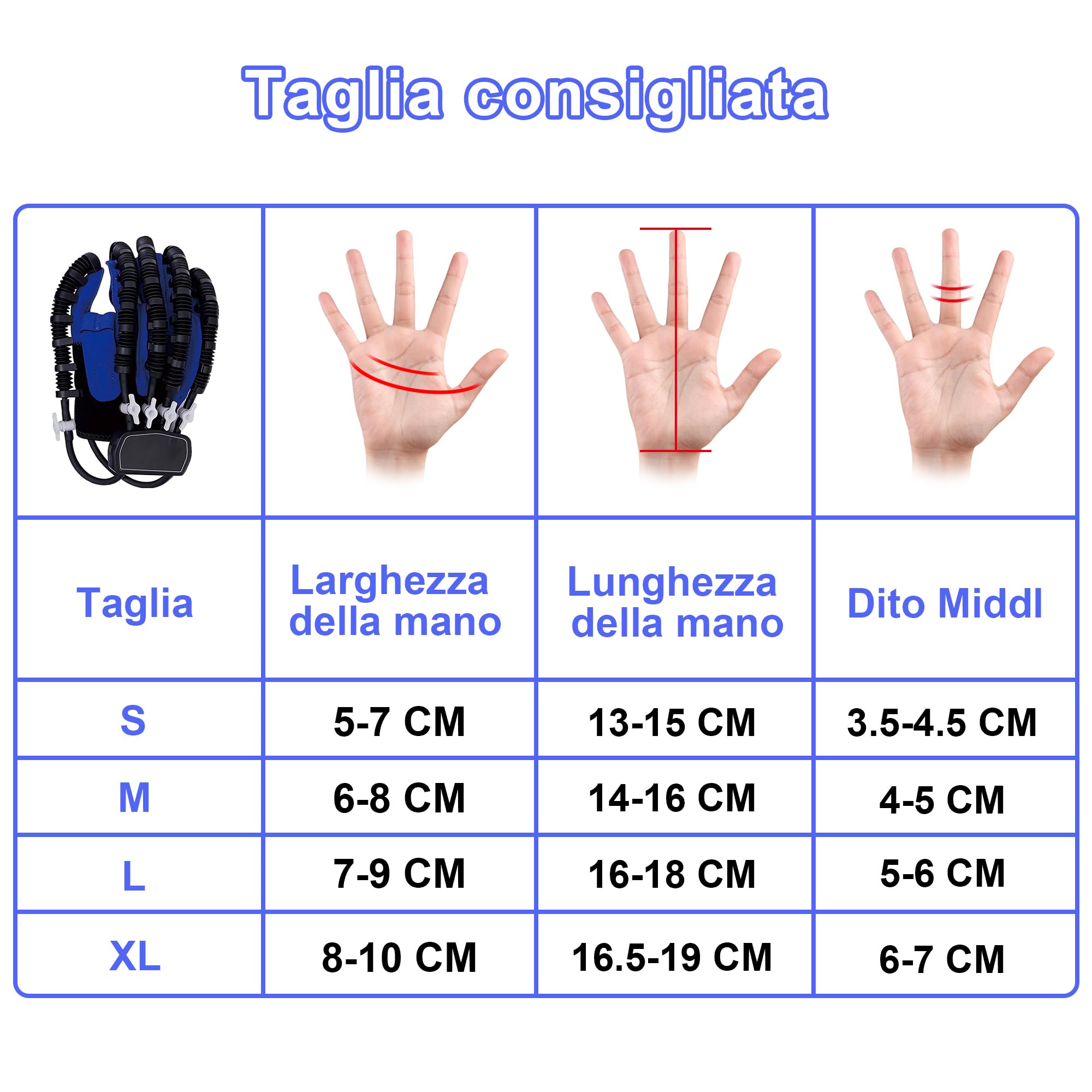 Artrite Ictus Emiplegia Paziente Dito E Mano Funzione Trainer Di Riabilitazione, Robot Riabilitazione Guanti Recupero Attrezzature Per Esercizi Ortesi Del Dispositivo (M, Mano sinistra)