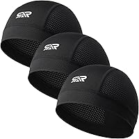 THINDUST 3 Pack Breathable Mesh Skull Caps - Lightweight Quick Dry Helmet Liners for Cycling, Sports, Men Women