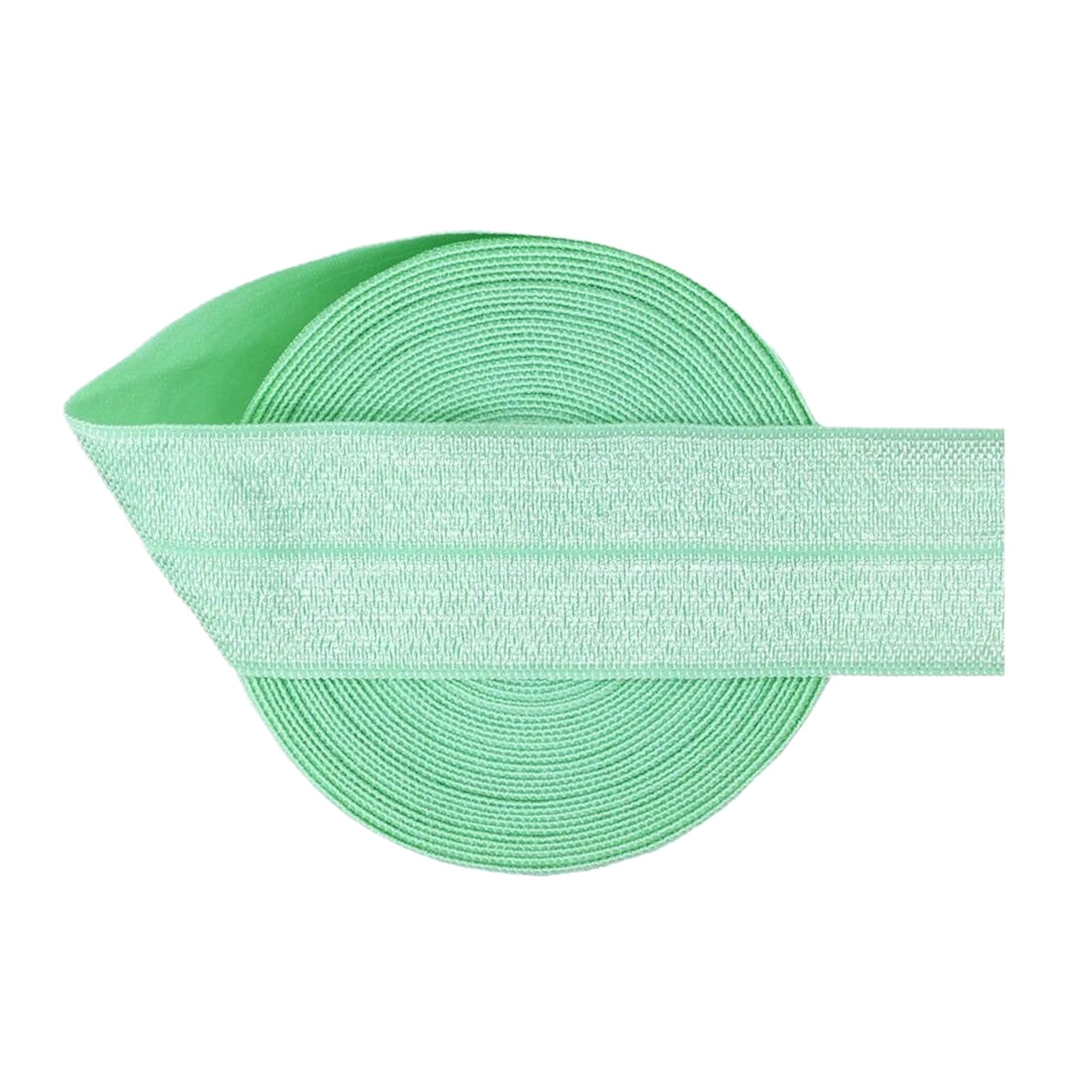 1" 25mm Solid Spandex Satin Bandfold Over Elastic, Pastel Green, 25mm,5 Yards
