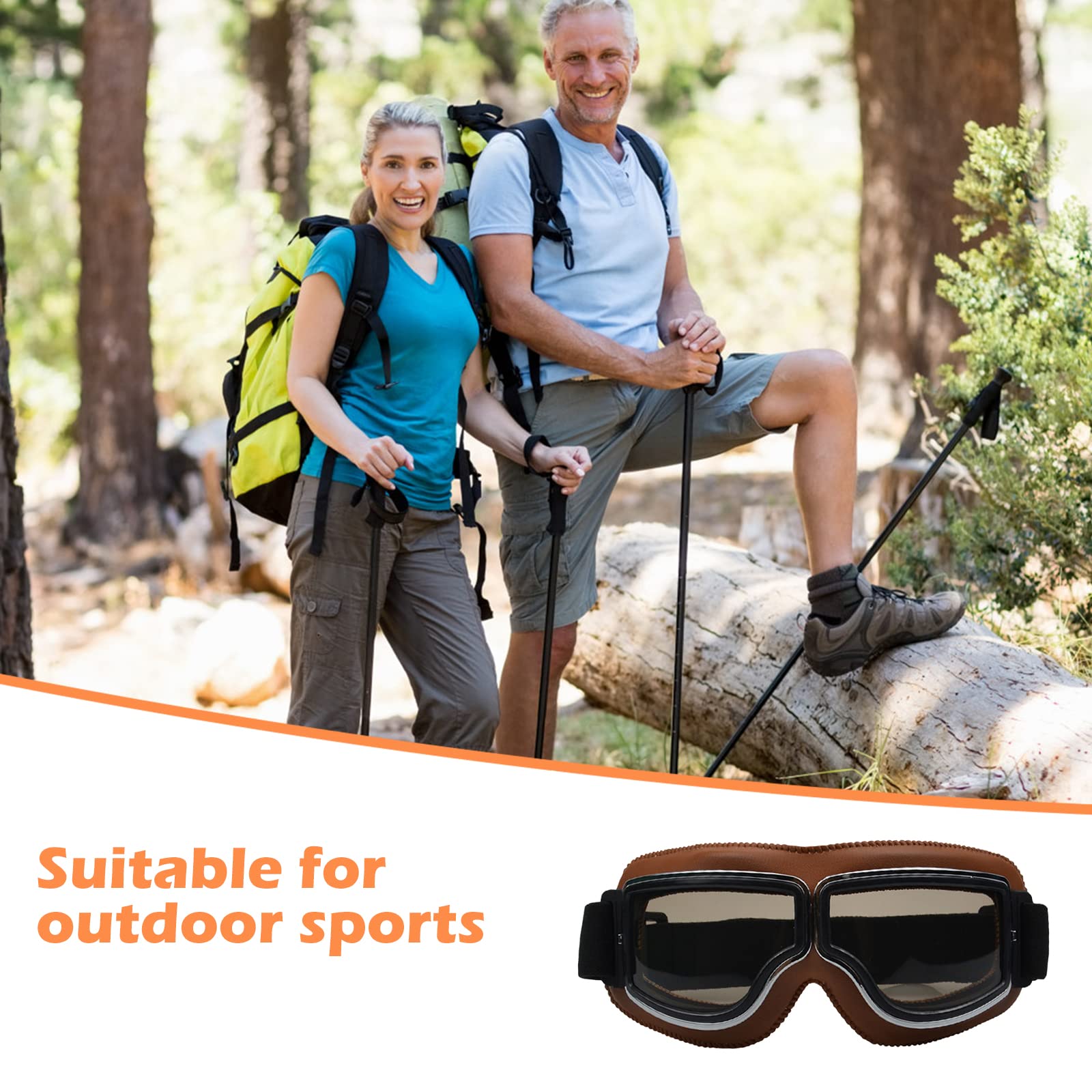 Weigudoc Gafas de moto de cuero PU, gafas de sol Vintage, gafas de sol a prueba de viento, cascos, gafas de Motocross para deportes al aire libre, montar a esquiar
