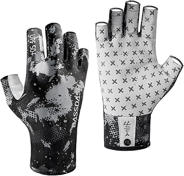 BASSDASH 3/4 Finger UPF 50+ Sun Gloves Breathable Anti-Slip Silicone Palm for Men Women Fishing Fingerless Cycling Running