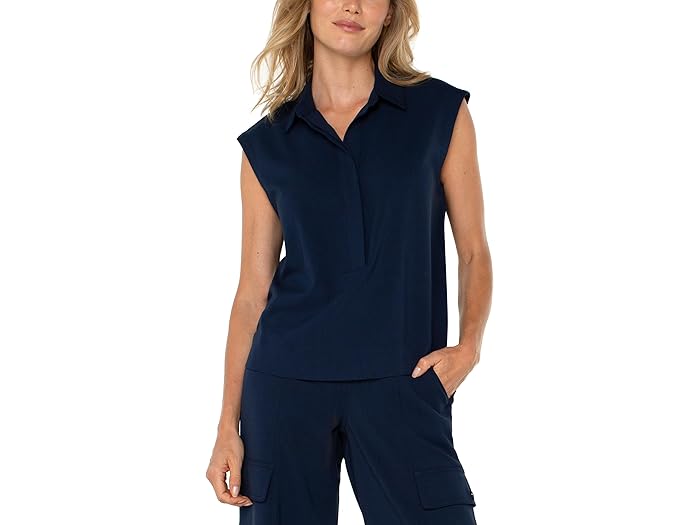 Sleeveless Cropped Shirt With Elastic at Waist - Image 3