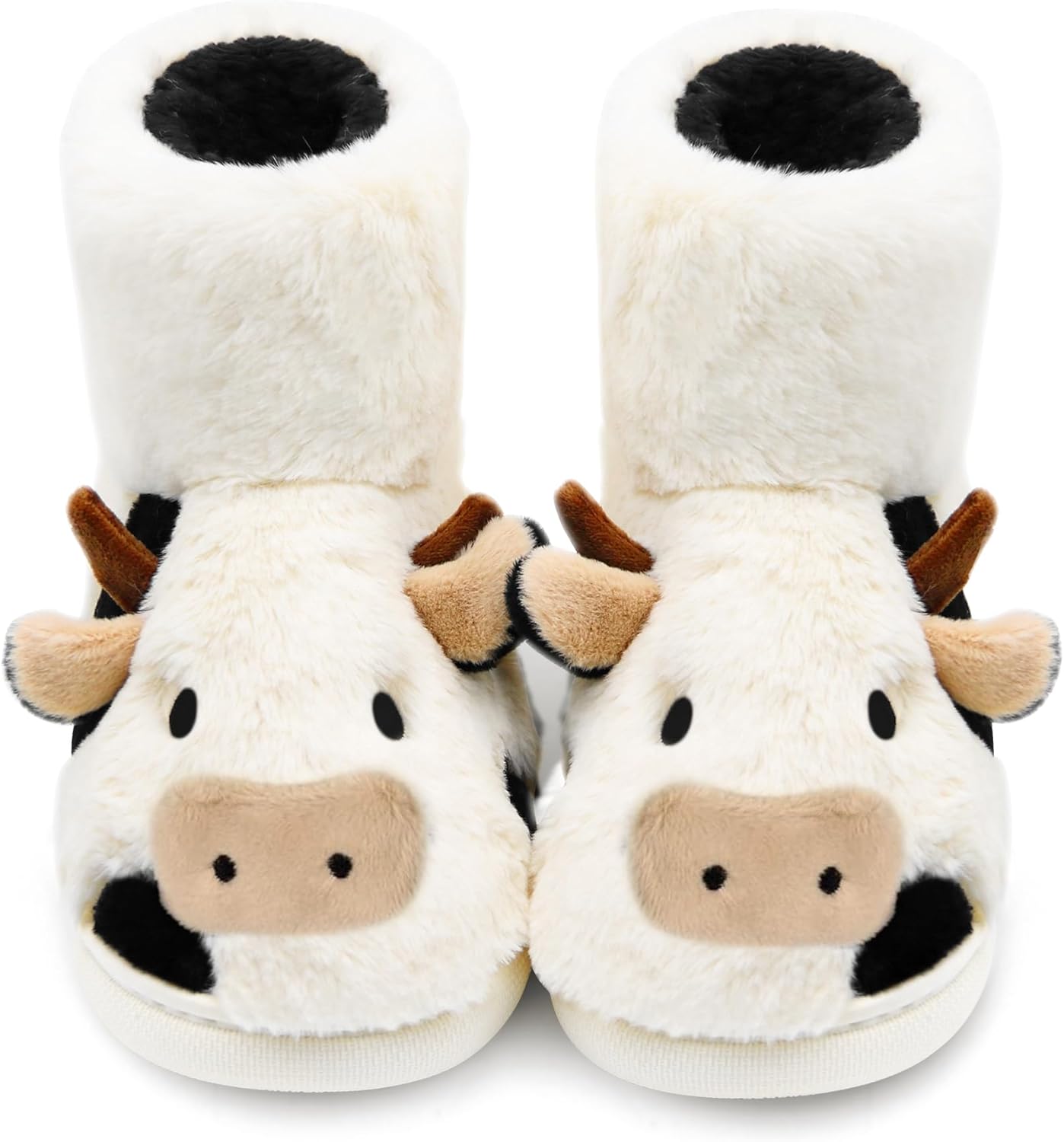 Fuzzy Cow Slippers Women Men - Fluffy Plush Comfort