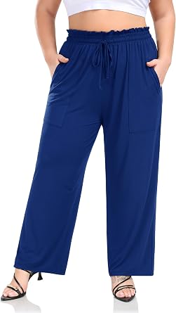 ZERDOCEAN Womens Plus Size Wide Leg Pants High Waisted Casual Lounge Yoga Pants with Drawstring Pockets