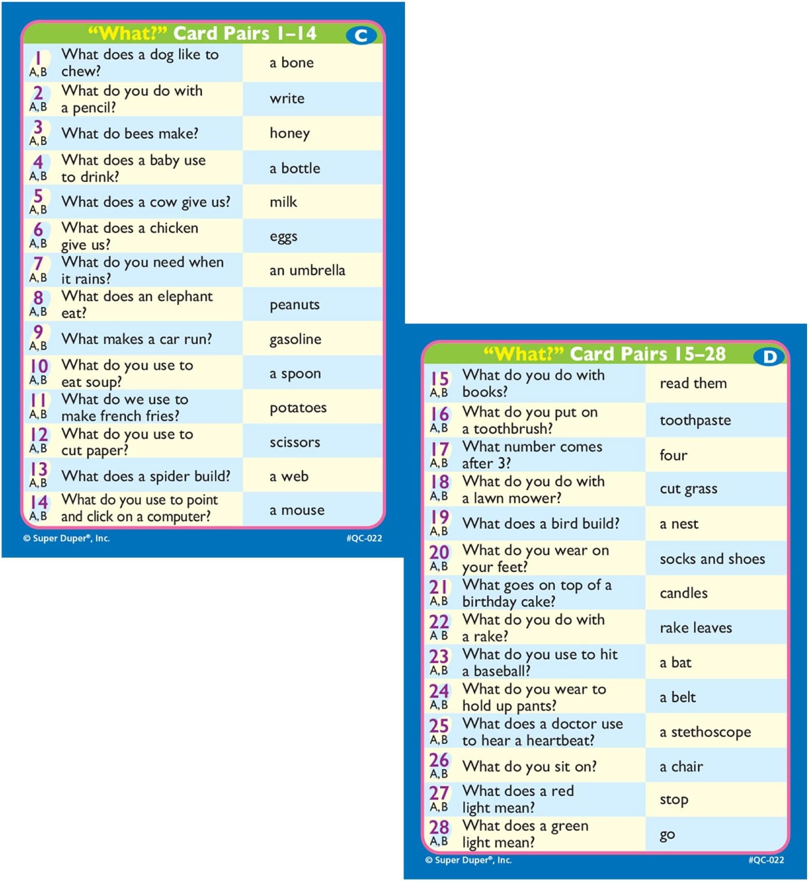 Ask and Answer "WH" Questions Five Card Decks Combo - Super Duper Educational Learning Toy for Kids
