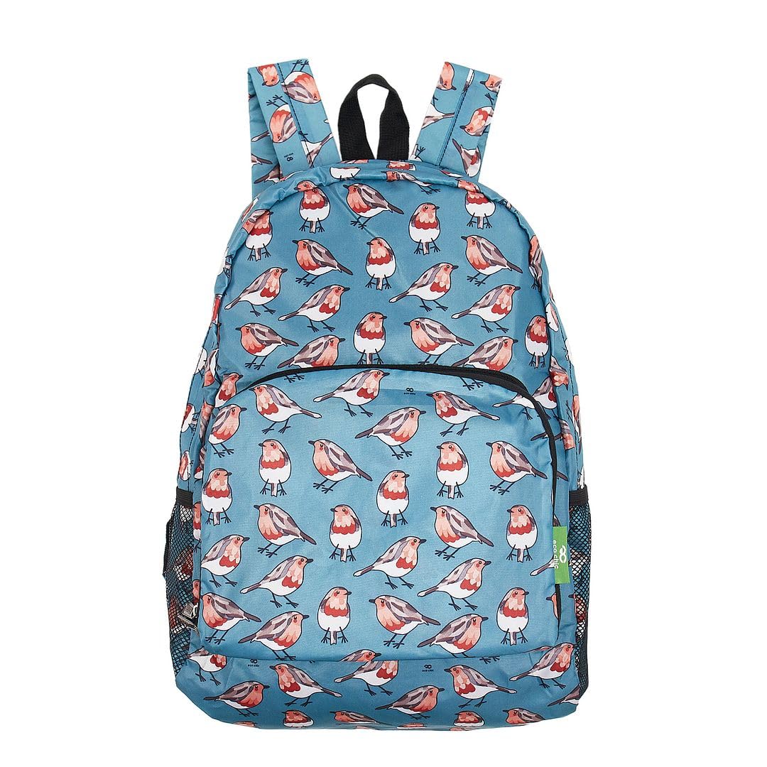 ECO CHIC Lightweight Foldable Backpack | Durable Water Resistant Rucksack | Daypack for Walking Hiking Camping Travelling | Made from Recycled Plastic Bottles (Robins Teal)