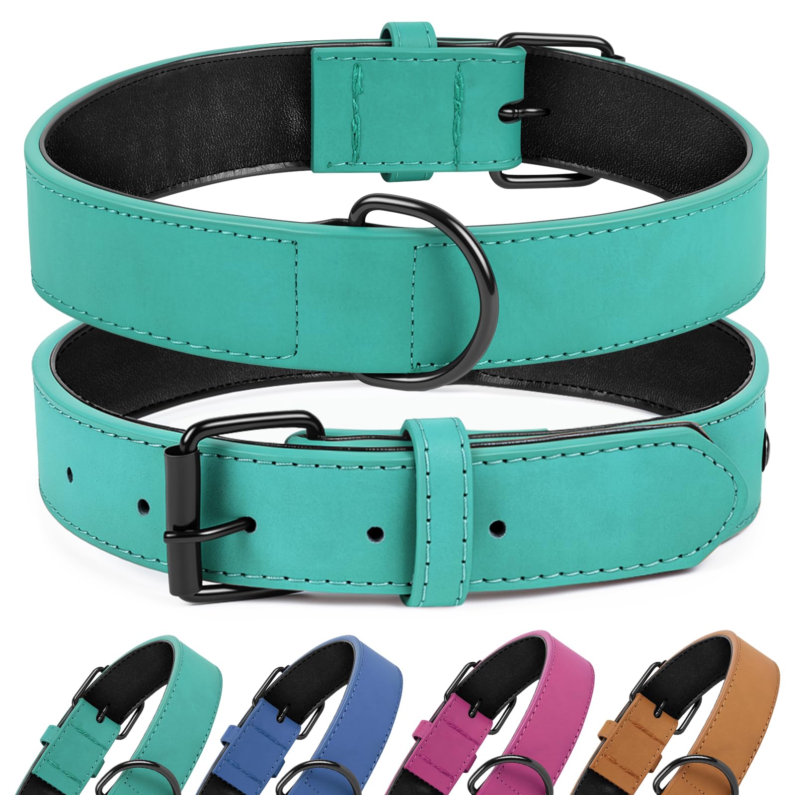 OFFCUP Leather Dog Collar, Soft Durable Adjustable Pet Collar
