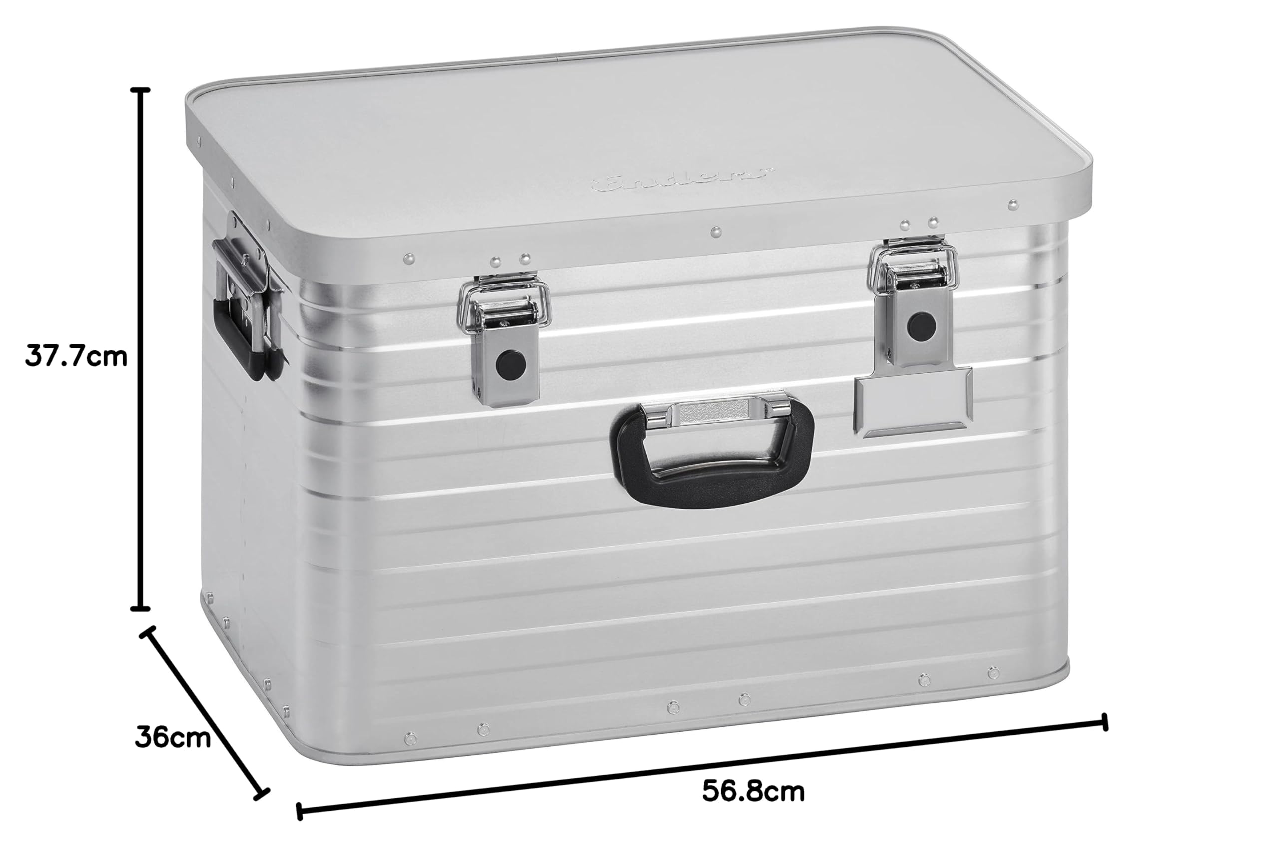 Enders Alubox 63 L mit Schloss Set - Aluminium Box 1 mm Wandstärke, spritzwasserdicht, stapelbar - Alukiste, Metallkiste, Metallbox mit Deckel - verwendbar als Transportbox, Werkzeugkiste, Lagerbox