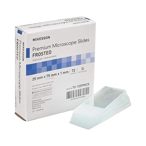 McKesson Diapositivas de microscopio premium, esmerilado, vidrio flotado, bordes biselados, 0.984 in x 2.953 in x 0.039 in, 1440 unidades