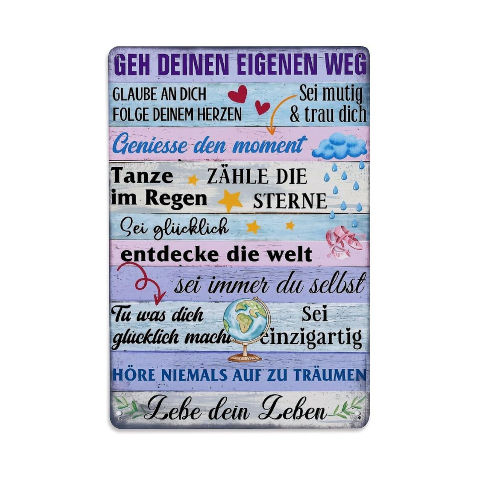 Jdfenggu Vintage Geh Deinen Eigenen Weg Glaube An Dich Folge Deinem Herzen Retro Metal Tin Sign, Decor Art Poster For Bar, Home, Man Cave, Kitchen, Laundry Room Gift 8X12inch