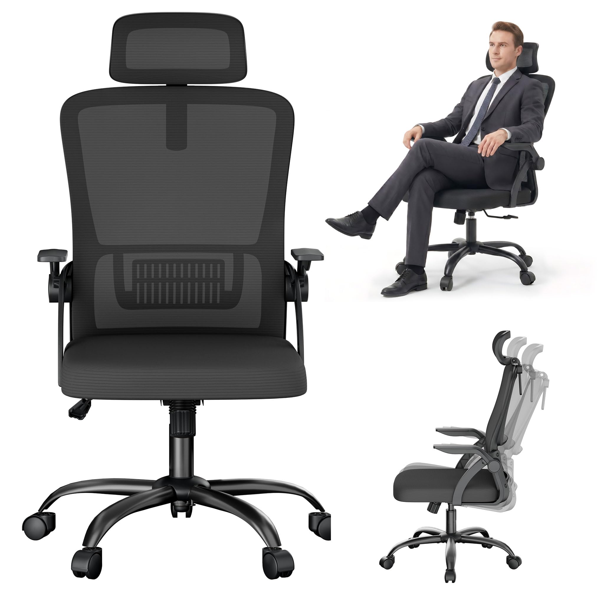 Chaise de bureau ergonomique pour le télétravail avec dossier en filet