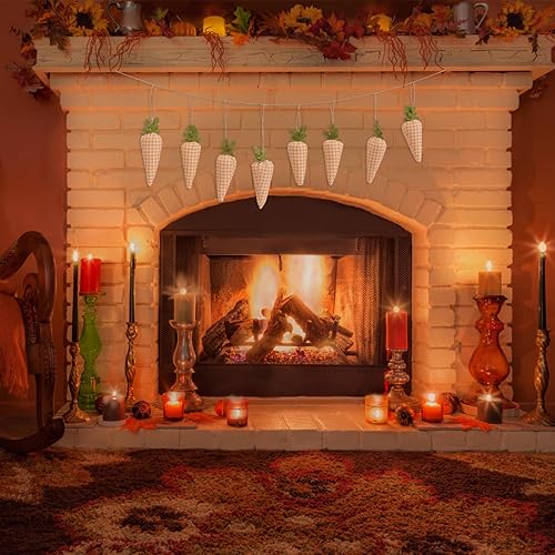 Miniatura 3 de HOLIDYOYO Cartel de zanahoria de Pascua, patrón de impresión a cuadros, adornos colgantes de zanahoria, guirnalda de conejo, zanahoria, tela, adorno