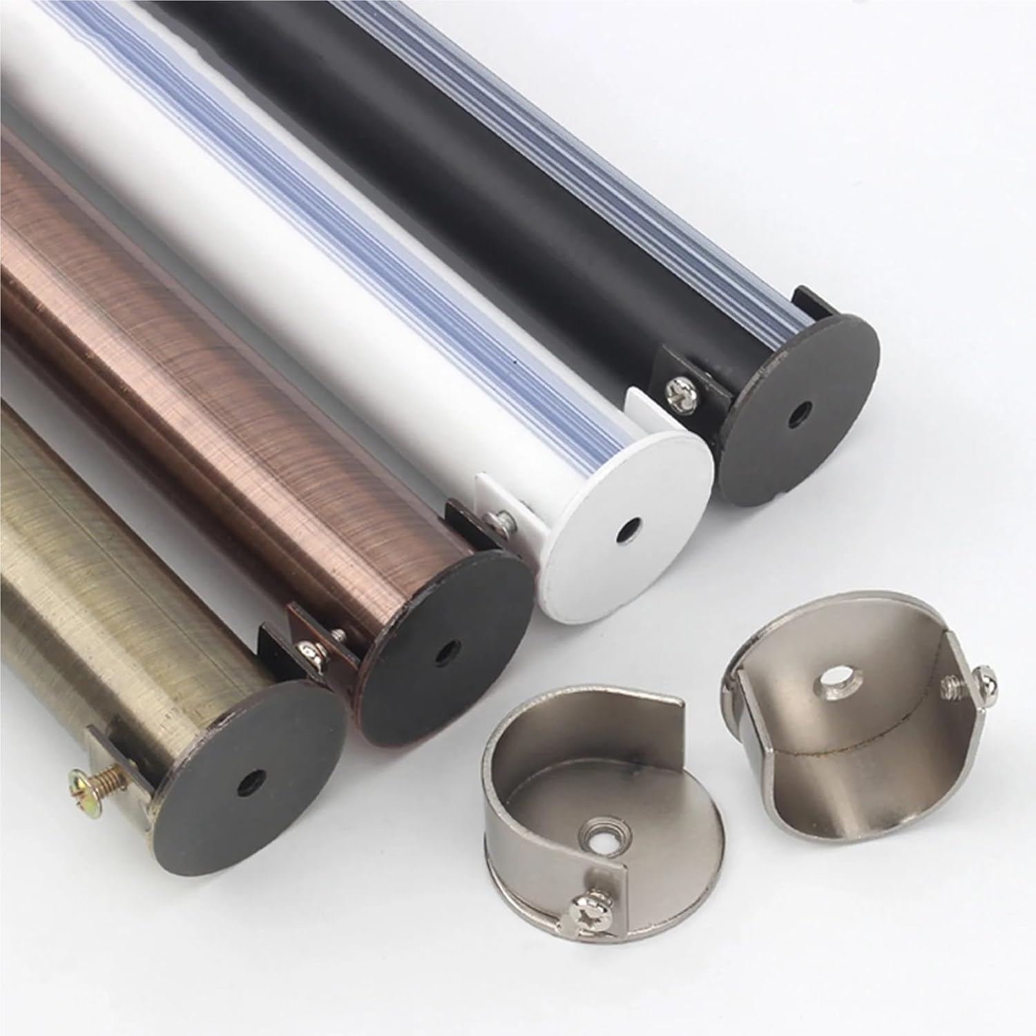 Sturdy 10Pcs Closet Pole Sockets Heavy Duty Alloy Curtain Rod Brackets Side Holder Bracket Shower Bar Stand Rack Support End Cap