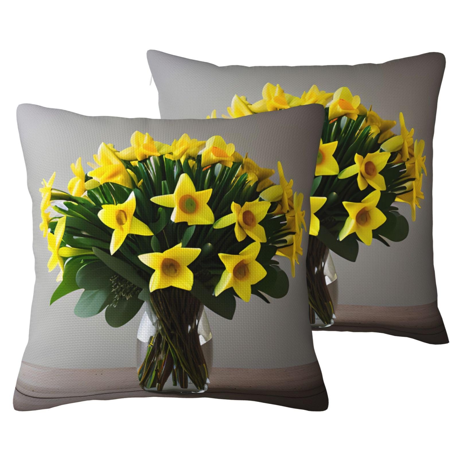 Housse de coussin jonquilles au motif imprimé floral éclatant pour décoration de salon