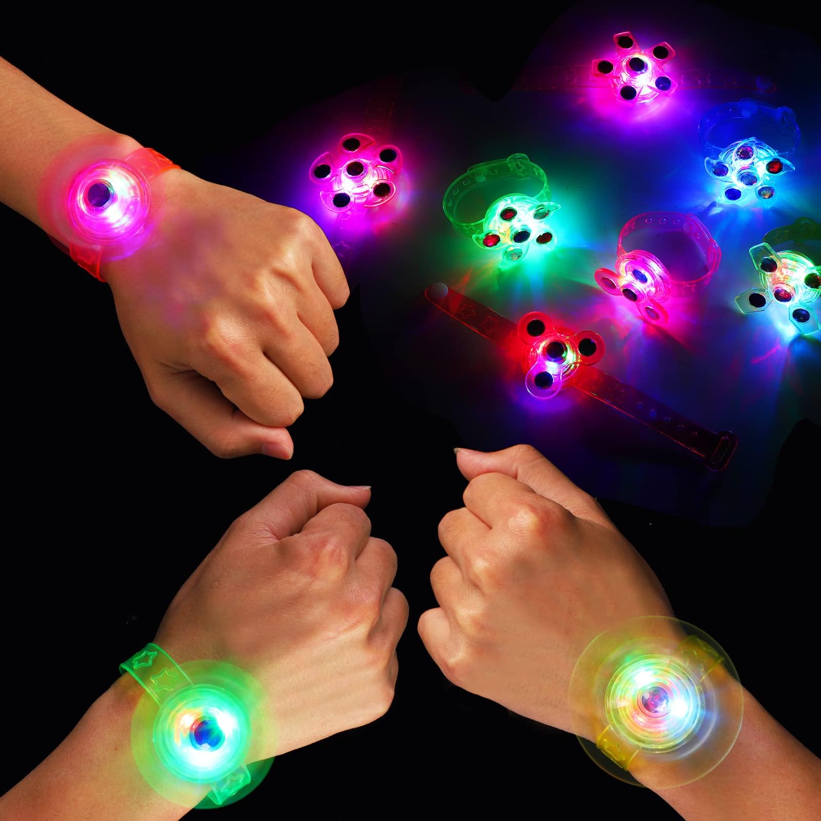 SCIONE Suministros de fiesta para niños, juego de 24, para rellenar bolsa de regalo, pulsera con luz LED que brilla en la oscuridad, accesorios para cumpleaños, San Valentín, Halloween, Navidad