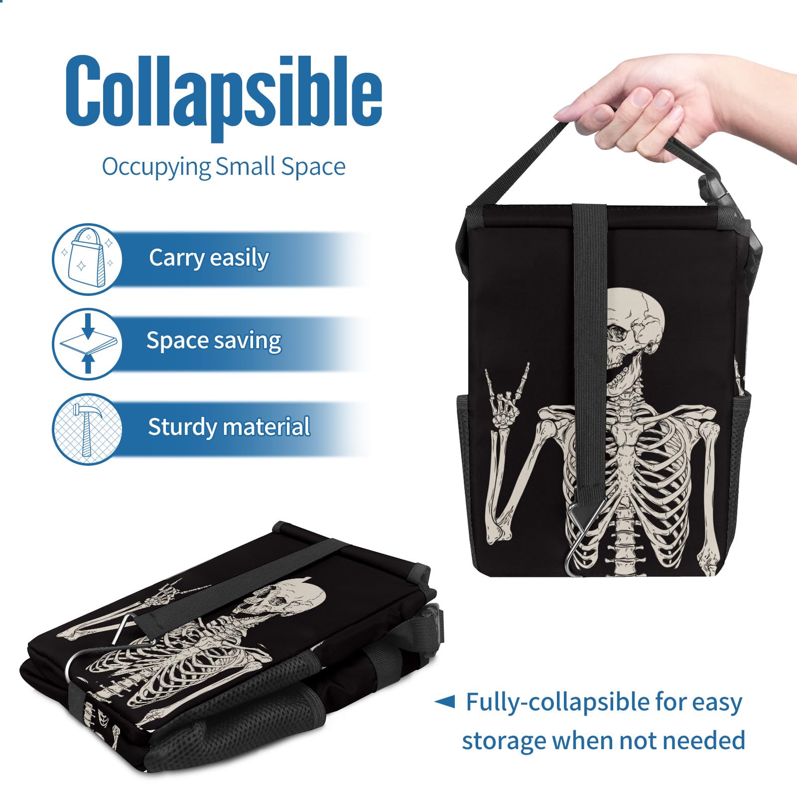 Amazon.com: ZiKiLXU Goth Skull Car Trash Can with Lid, Collapsible