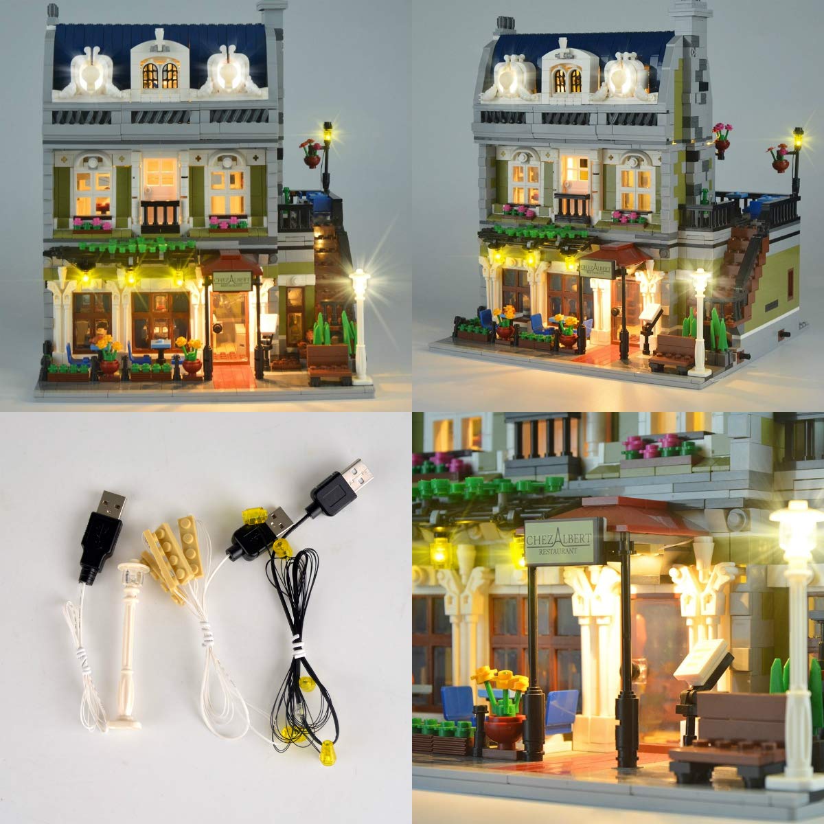 Butterfly Designs UK LED Light Kit for Creator 10243 Parisian Restaurant Lighting USB **Does Not Include Model**