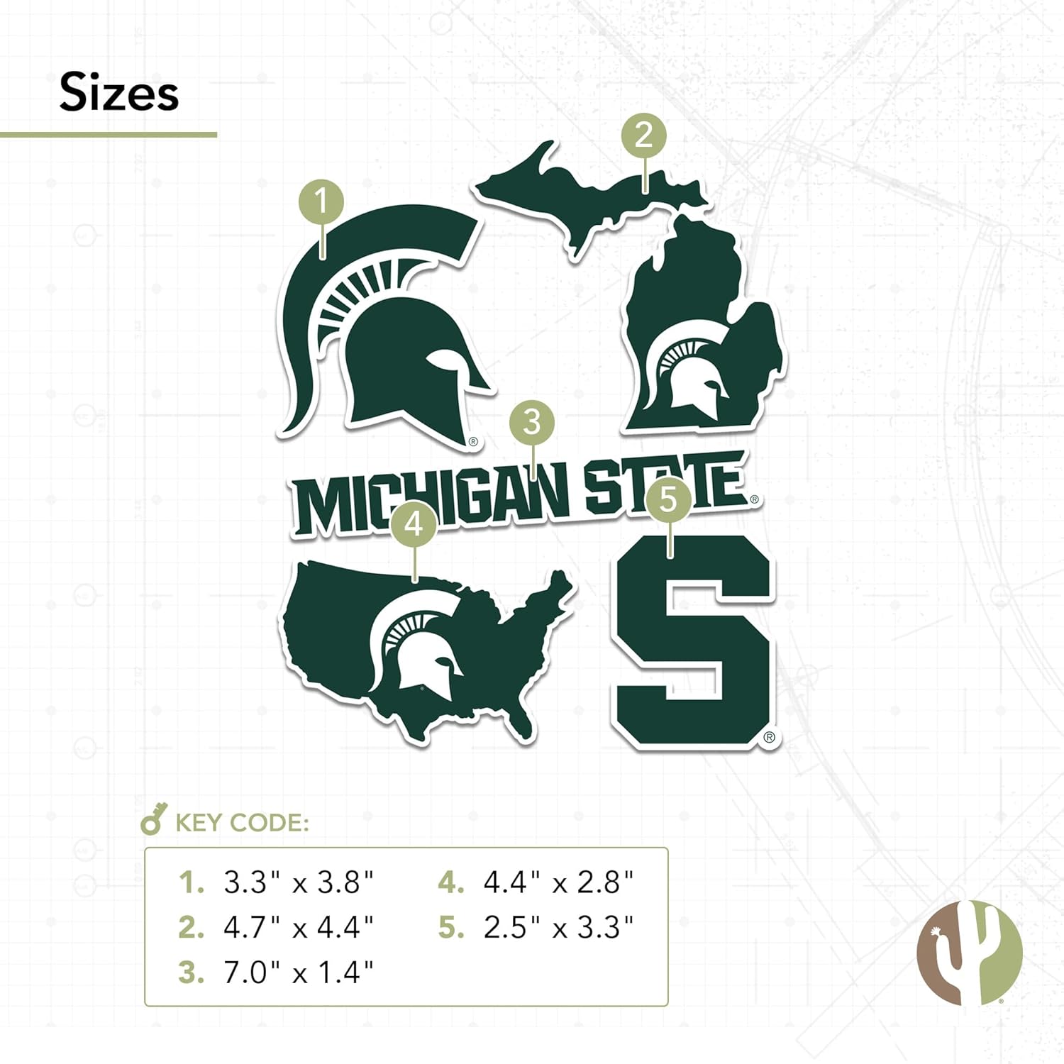 Desert Cactus Michigan State University Sticker Spartans MSU Sticker Vinyl Decals Laptop Water Bottle Car T2 (Type 2-4) - Image 3