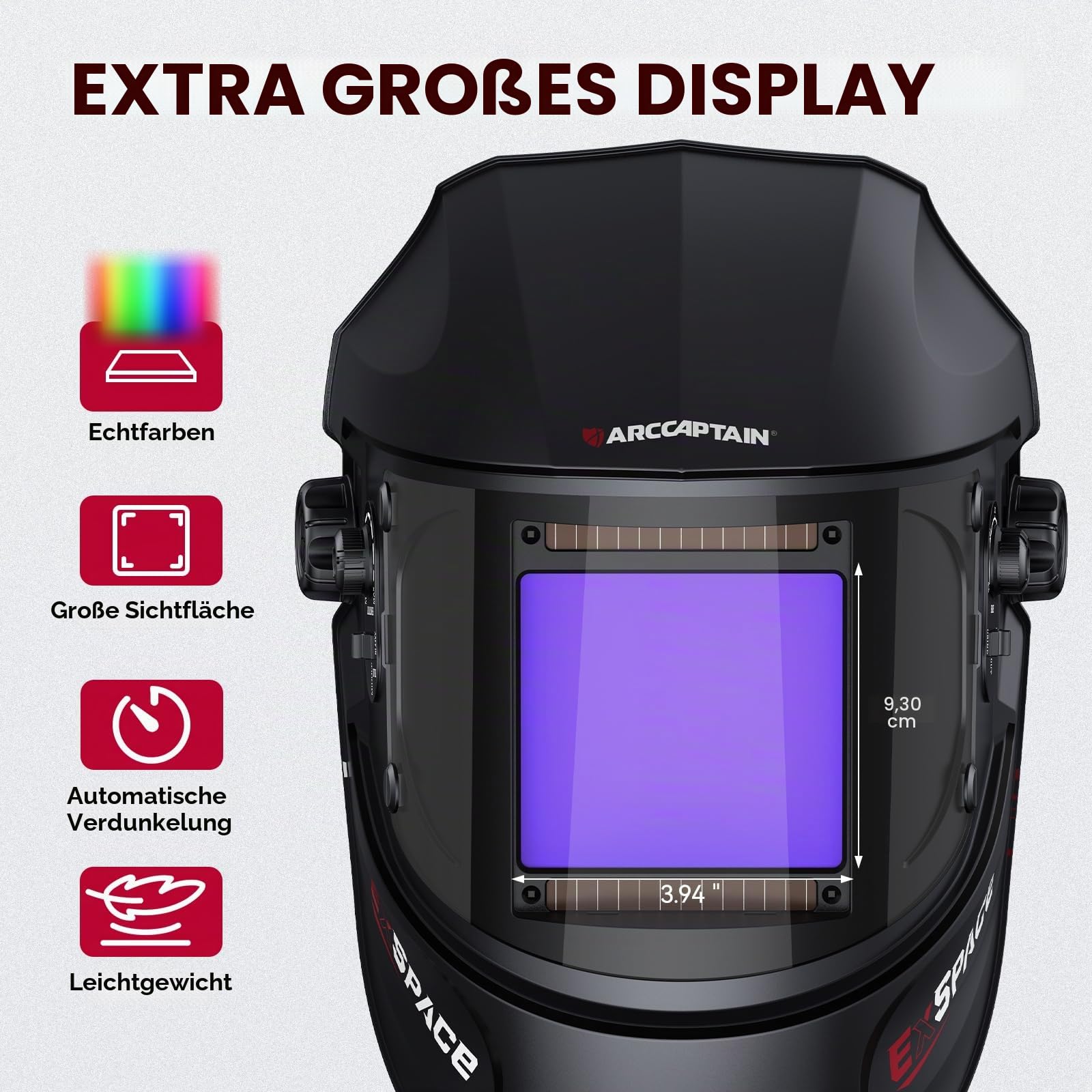 ARCCAPTAIN 100x93mm Großes Sichtfeld Automatik Schweißhelm