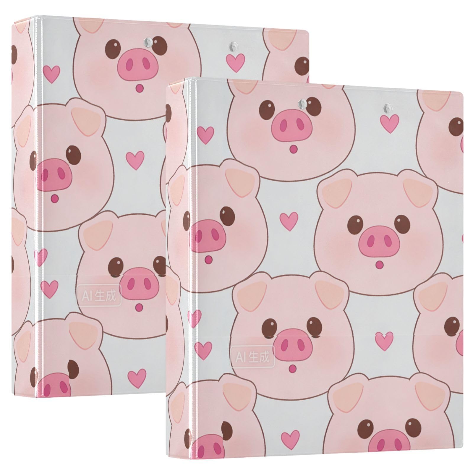Raccoglitori per quaderni da 1,2 cm e mezzo con maialino rosa cartoonish