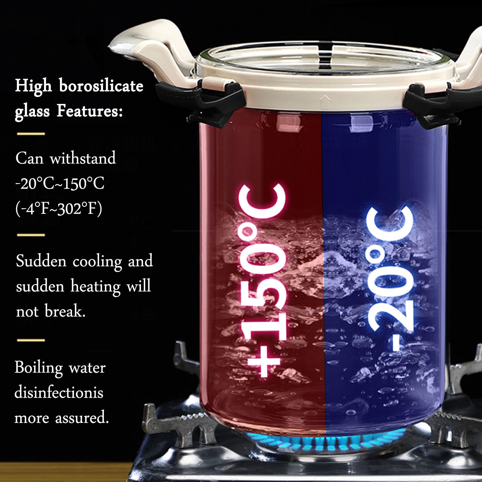 Glaskaraffe,Glaskaraffe Mit Deckel,Glaskrug Mit Wasserhahn Und Deckel Aus,Getränkekaraffe Glaskrug Für Kalt & Heiß Wasser Eistee Kaffee Milch Saft,Faucet+Base,1.5L