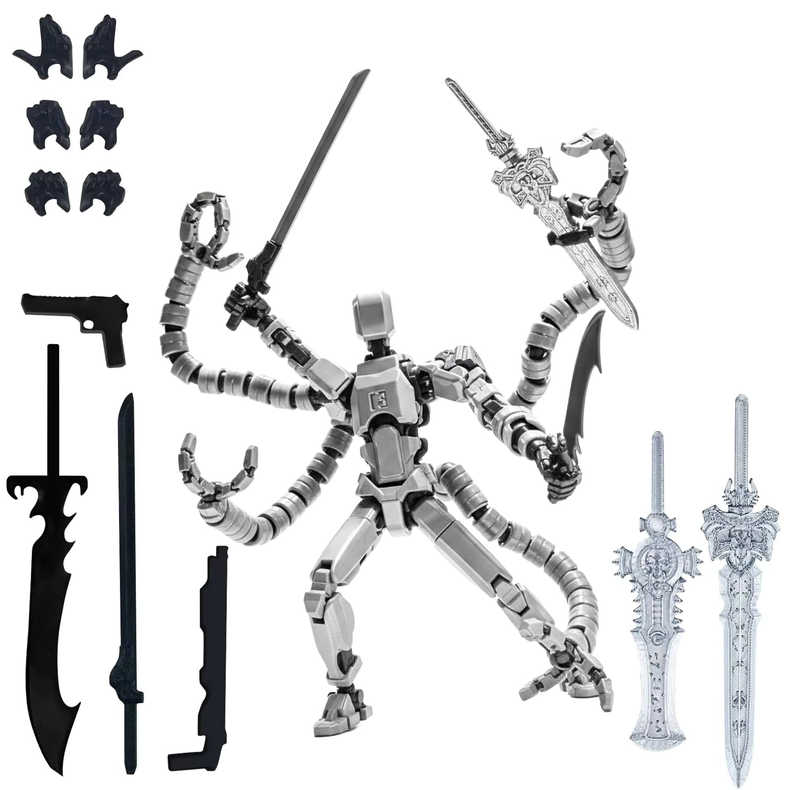 SimingZric t13 action figure - Starnearby 3D Printed Fully Assembled Titan13 Dummy 13 for kids' play action figures Stop Motion (Gray)