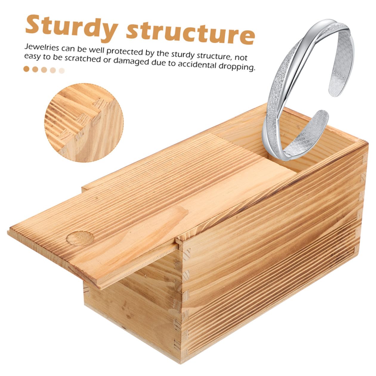 Gatuida 2 piezas Caja de Almacenamiento de Madera con Tapa Deslizante para Joyas y Objetos Organizador de Escritorio Retro y Práctico
