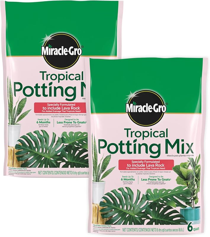 Mezcla para macetas Miracle-Gro Tropical, 6 qt. (paquete de 2) | Medios de cultivo para plantas tropicales que viven en contenedores interiores y exteriores