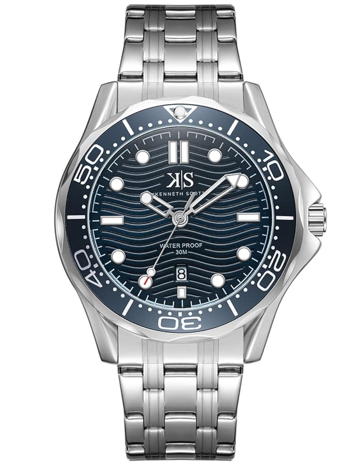 Kenneth Scott Mens Blue Dial Analog Watch - K22009-SBSN, Silver, Bracelet (B0BHZTBWQM) Amazon Price History, Amazon Price Tracker