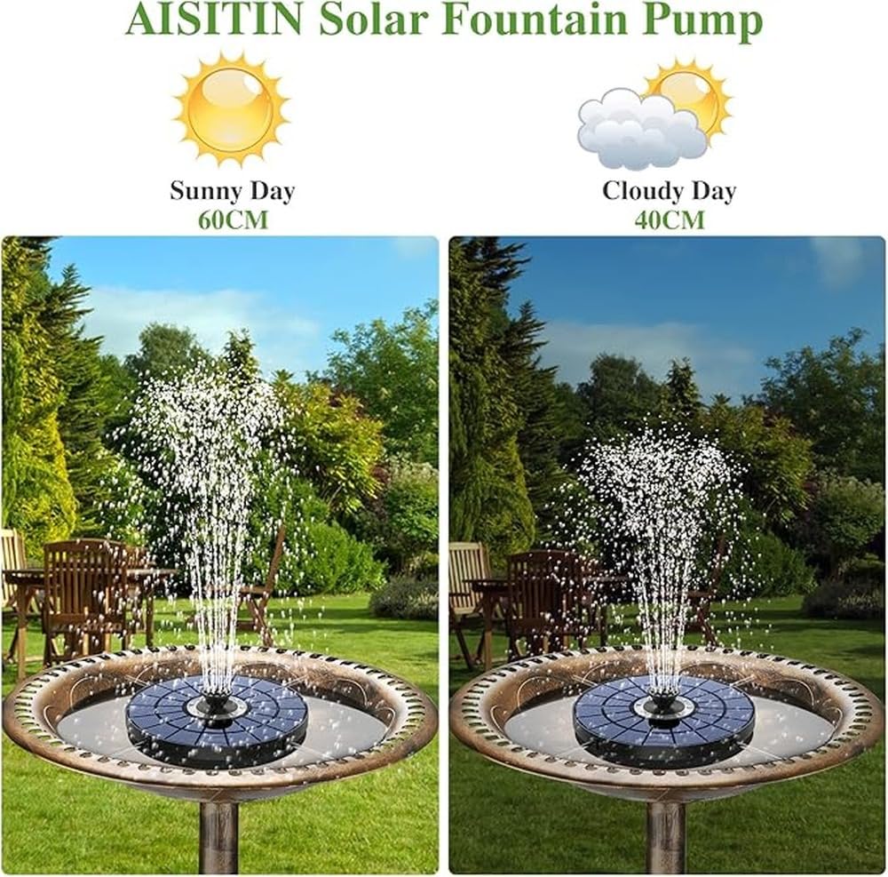 Fontana Solare con Potente Pompa e 8 luci LED Colorate Crea