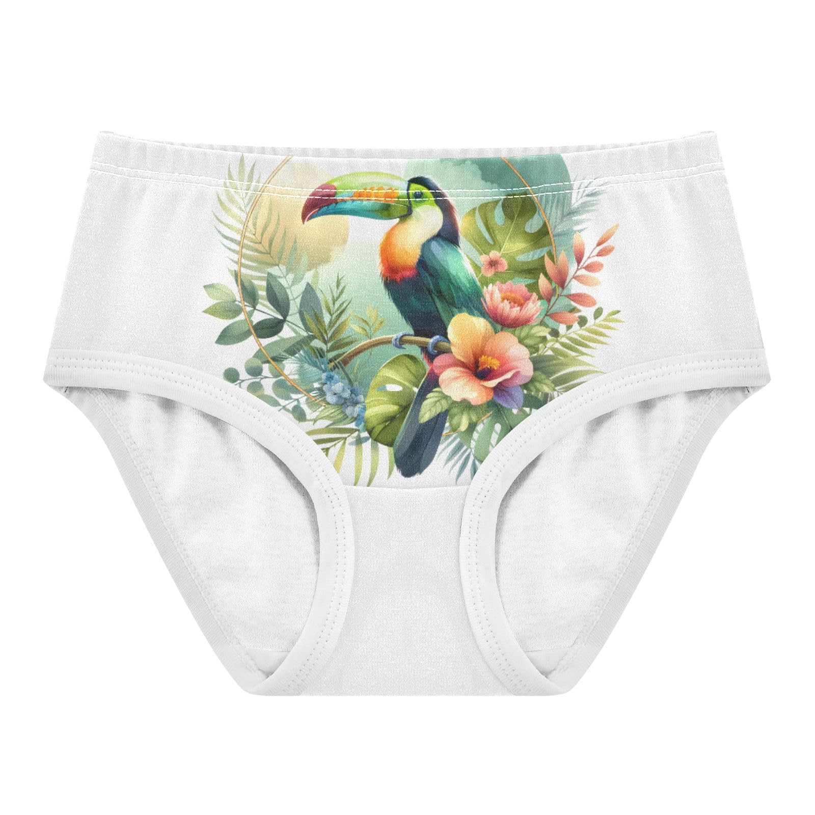 ALAZA Toddler Girls Cotton Hipster Underwear Soft Toucan Flower 2 Pack 2T