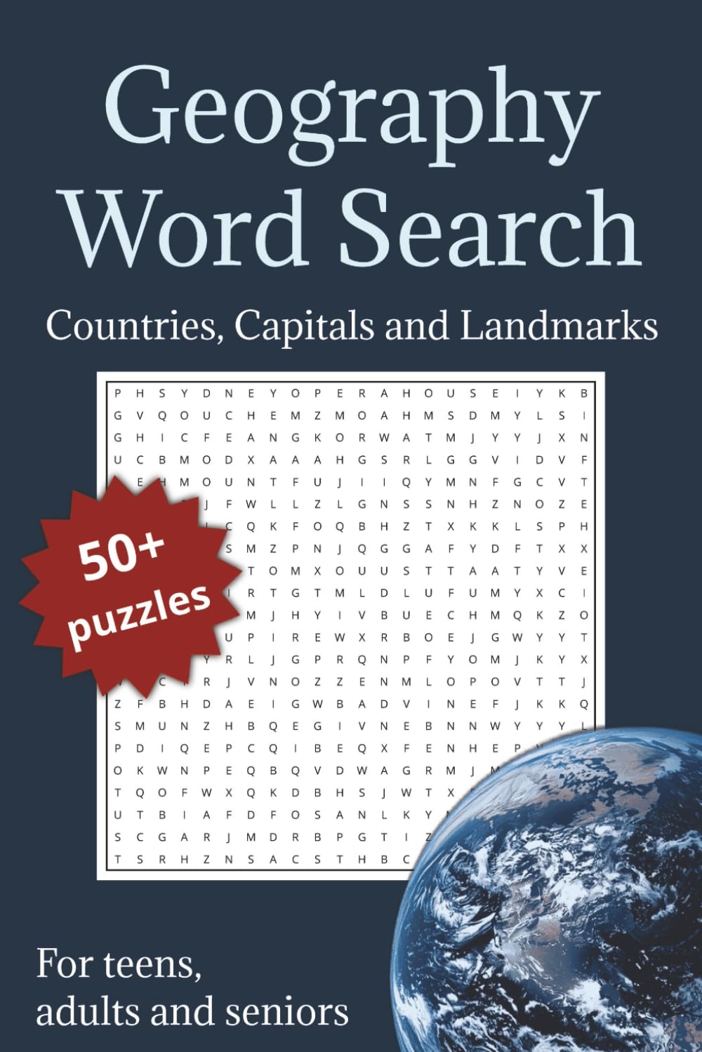 Geography Word Search Puzzle:: Word Searches with Easy to Read Print about Countries, Capitals, Landmarks | 55 Different Puzzles | 6x9 ... Fun for all Ages